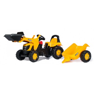 Vaikiškas minamas traktorius su kaušu ir priekaba vaikams nuo 2,5 - 5 metų | rollyKid JCB | Rolly Toys 023837